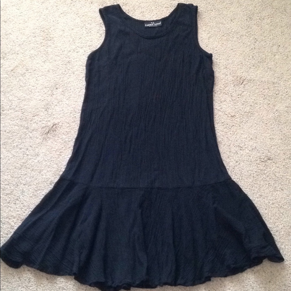 CAROLE LITTLE Sleeveless Midi Dress Black Drop Waist Small